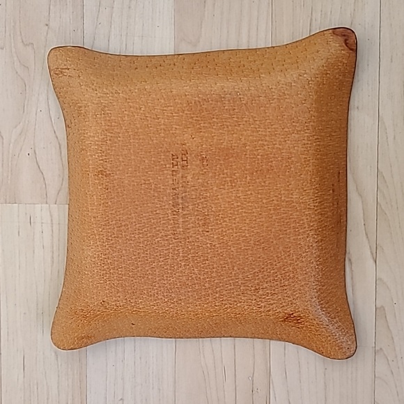 Hand Tooled Leather Tray Green Geometric Motiff-Bird Logo-Stamped-8 x 8" Square - Picture 5 of 5